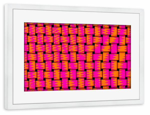Poster mit Rahmen weiß "Pattern Weben orangepink" artboxONE - Abstrakt - Pattern,Weben,Muster