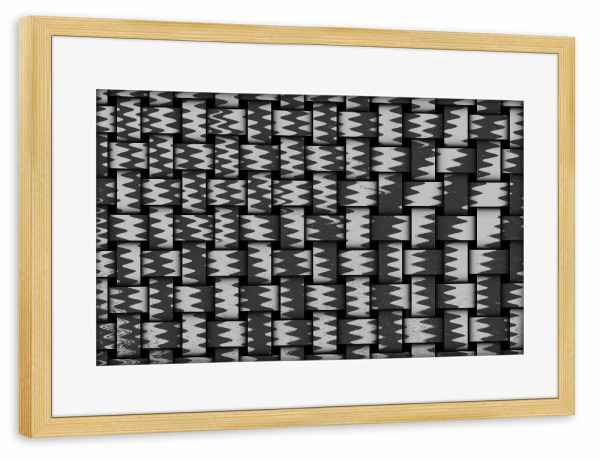 Poster mit Rahmen kiefer "Pattern Weben schwarzweiss" artboxONE - Abstrakt,Schwarzweiß - Pattern,Weben