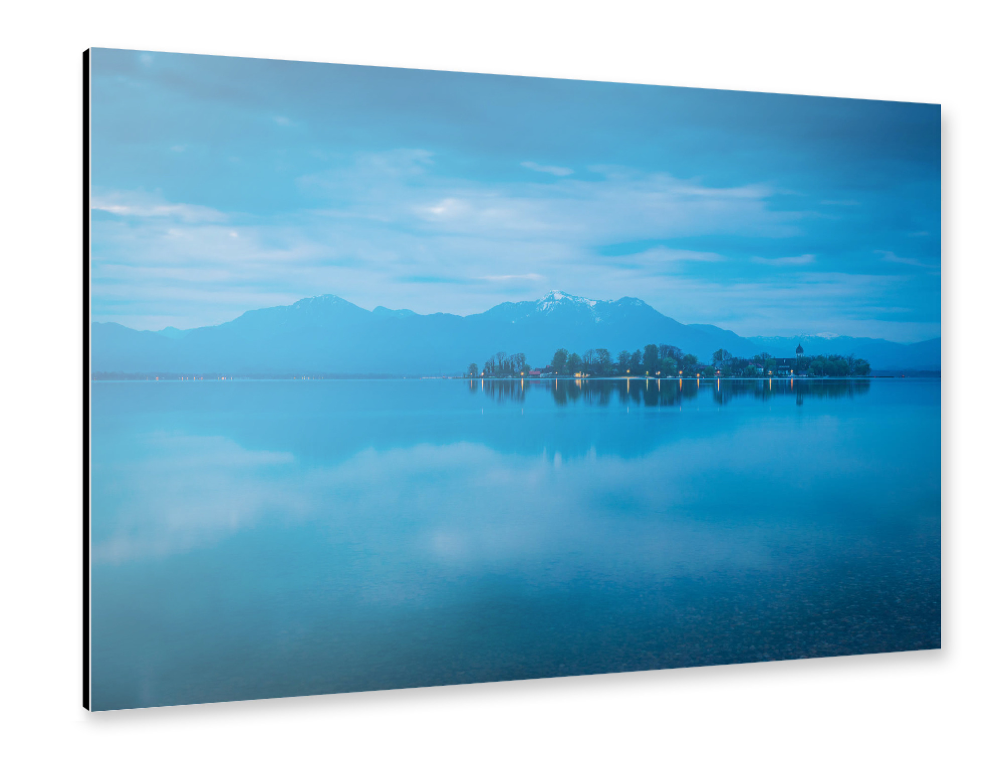 Alu-Dibond "Chiemsee im Zwielicht" 30x20 cm artboxONE
