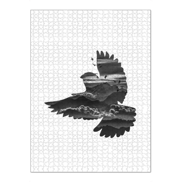 Puzzle Ravensburger "Freedom Bird" artboxONE - Natur,Tiere,Schwarzweiß - Clouds,Birds,Mountain - Bild clouds