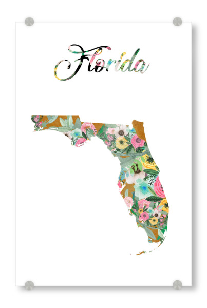 Acrylglasbild "Florida vintage Karte" artboxONE - Kartografie - Florida,Map,Retro,Vintage