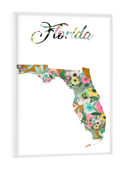 Poster mit weißem Rahmen "Florida vintage Karte" artboxONE - Kartografie - Florida,Map,Retro,Vintage