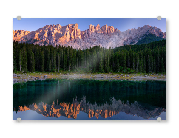 Acrylglasbild "Karersee" artboxONE - Natur - Lago di carezza,Dolomiten,Sonnenuntergang