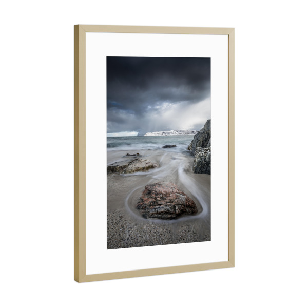 Poster mit Rahmen Gold "Coast of Norway" artboxONE - Natur - Norwegen,Skandinavien,Küste