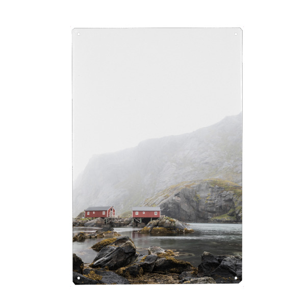 Holzbild "Lofoten Boathouses" artboxONE - Reise - Norwegen,Scandinavien,Lofoten