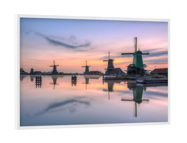 Poster mit weißem Rahmen "Zaanse Schans in Holland" artboxONE - Reise / Länder - Niederlande,Amsterdam,Windmühlen