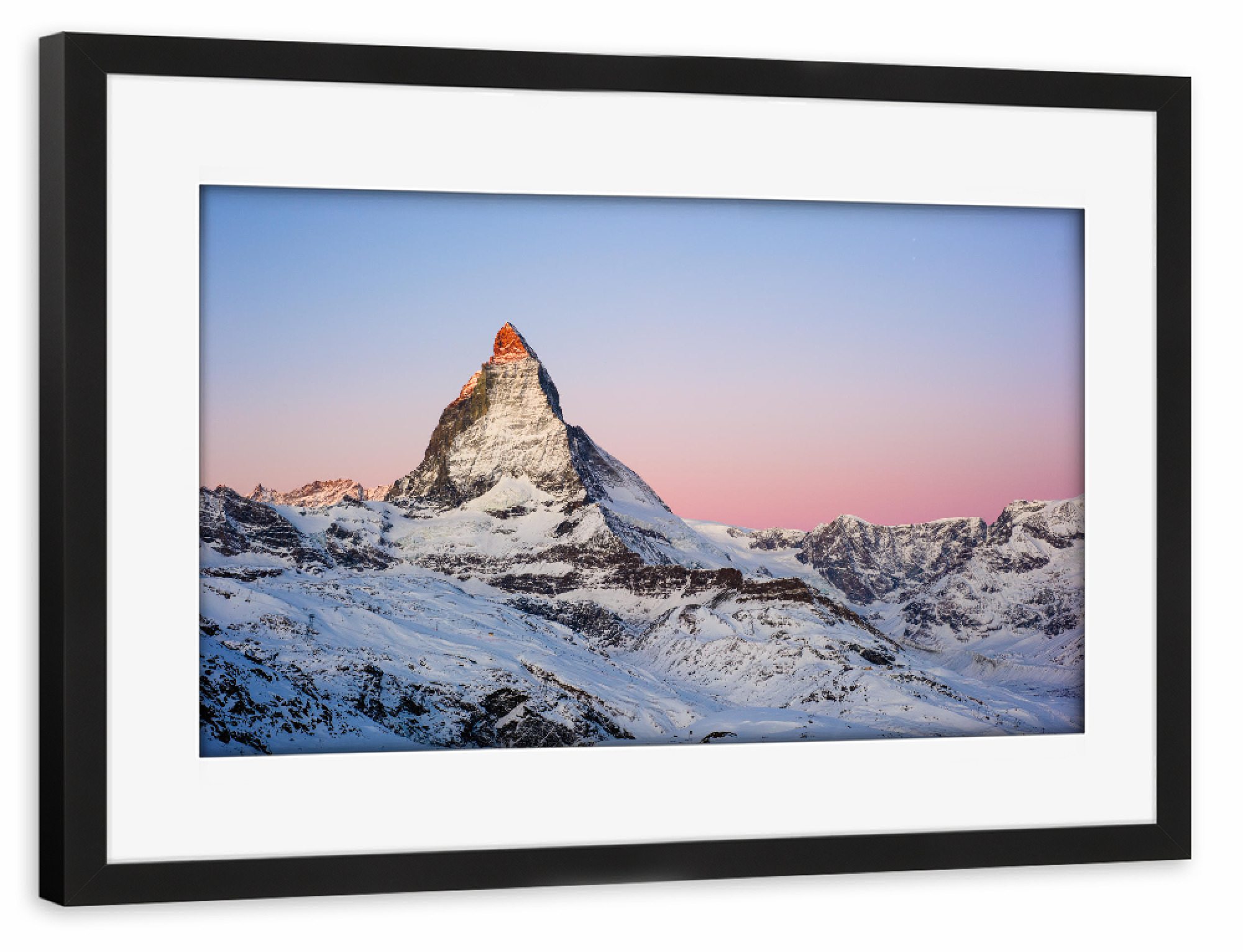 Poster mit Rahmen schwarz "Matterhorn bei Sonnenaufgang" artboxONE - Natur - Zermatt,Schweiz