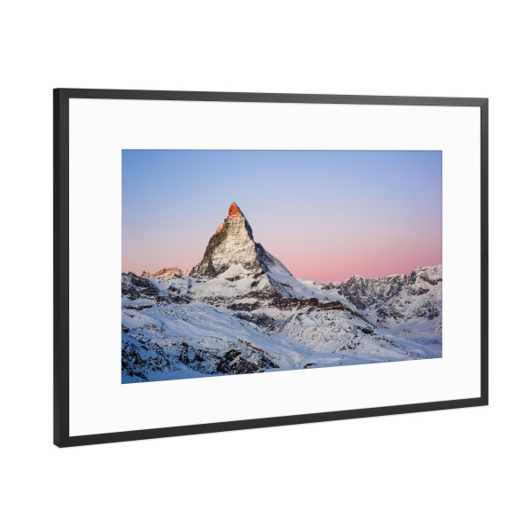 Poster mit Rahmen Schwarz (Metallic) "Matterhorn bei Sonnenaufgang" artboxONE - Natur - Zermatt,Schweiz