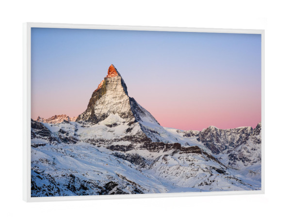 Poster mit weißem Rahmen "Matterhorn bei Sonnenaufgang" artboxONE - Natur - Zermatt,Schweiz