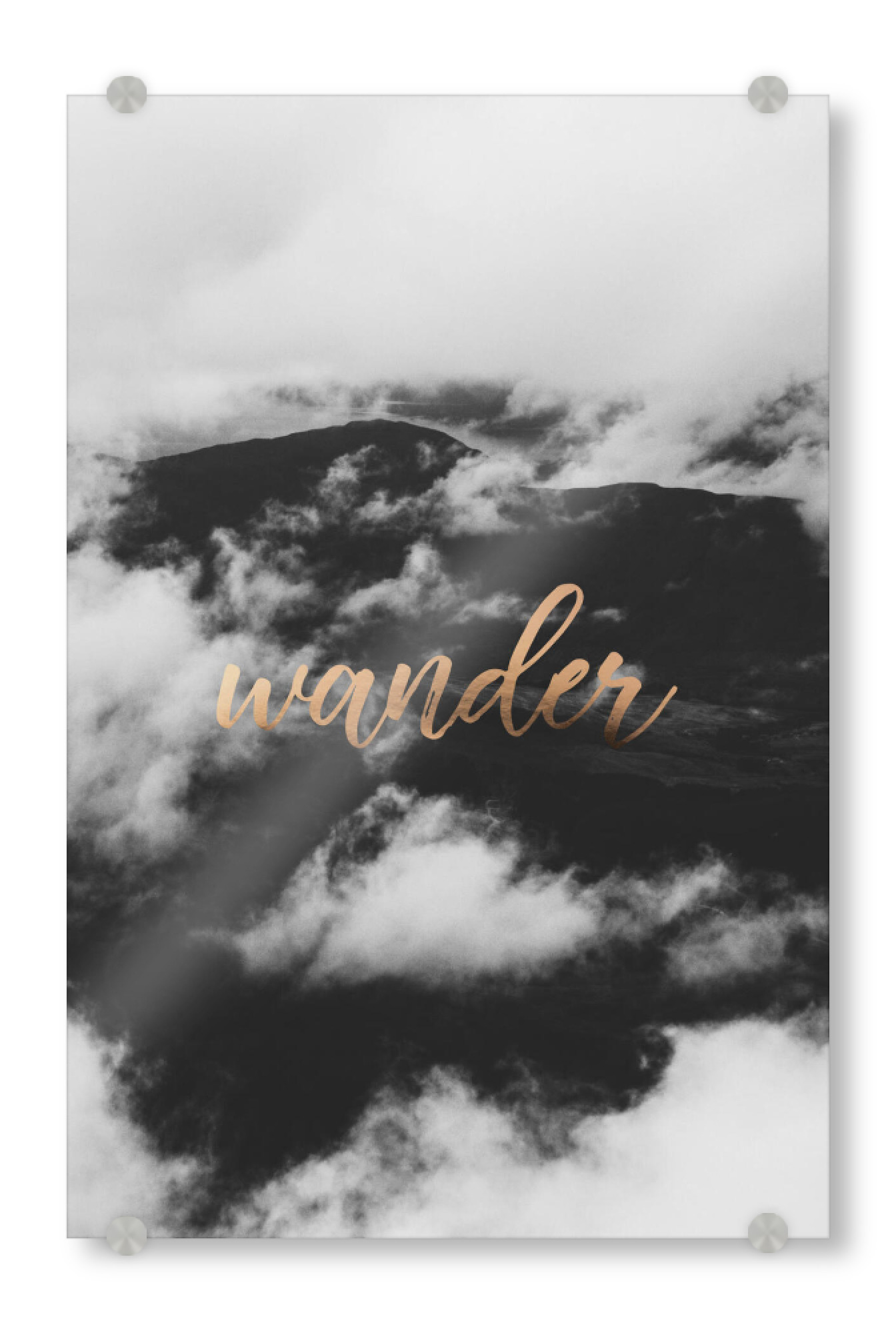 Acrylglasbild "Wander And Get Lost" artboxONE - Reise,Schwarzweiß - Wander,Mountain,Cloud
