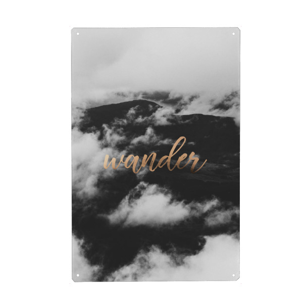 Holzbild "Wander And Get Lost" artboxONE - Reise,Schwarzweiß - Wander,Mountain,Cloud