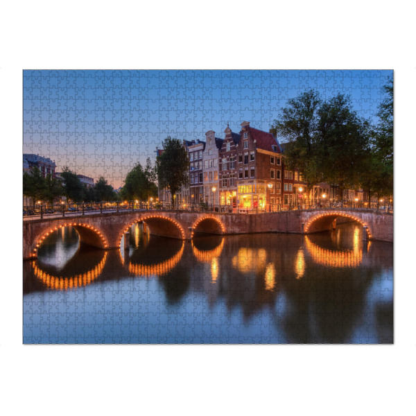 Puzzle Ravensburger "Keizersgracht Amsterdam" artboxONE - Städte / Amsterdam - Niederlande,Holland,Nachtaufnahme - Bild niederlande
