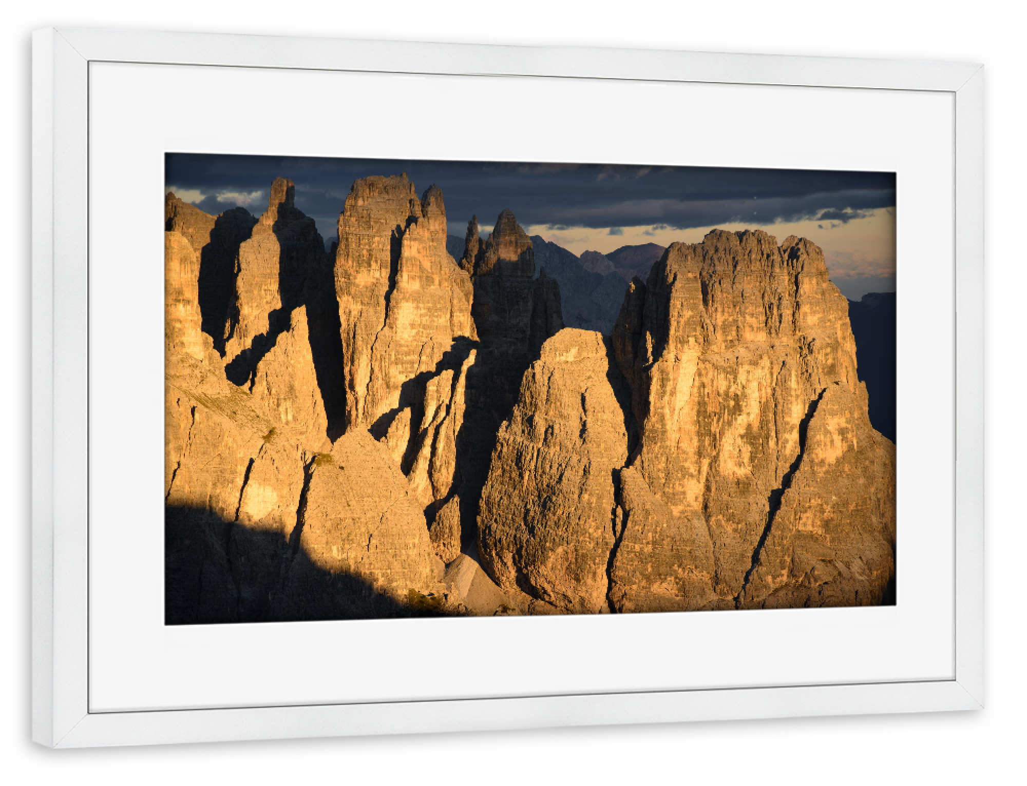 Poster mit Rahmen weiß "Paternkofel bei Sonnenuntergang" artboxONE - Natur - Dolomiten,Berg,Tre cime