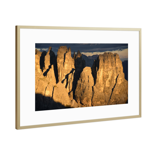 Poster mit Rahmen Gold "Paternkofel bei Sonnenuntergang" artboxONE - Natur - Dolomiten,Berg,Tre cime