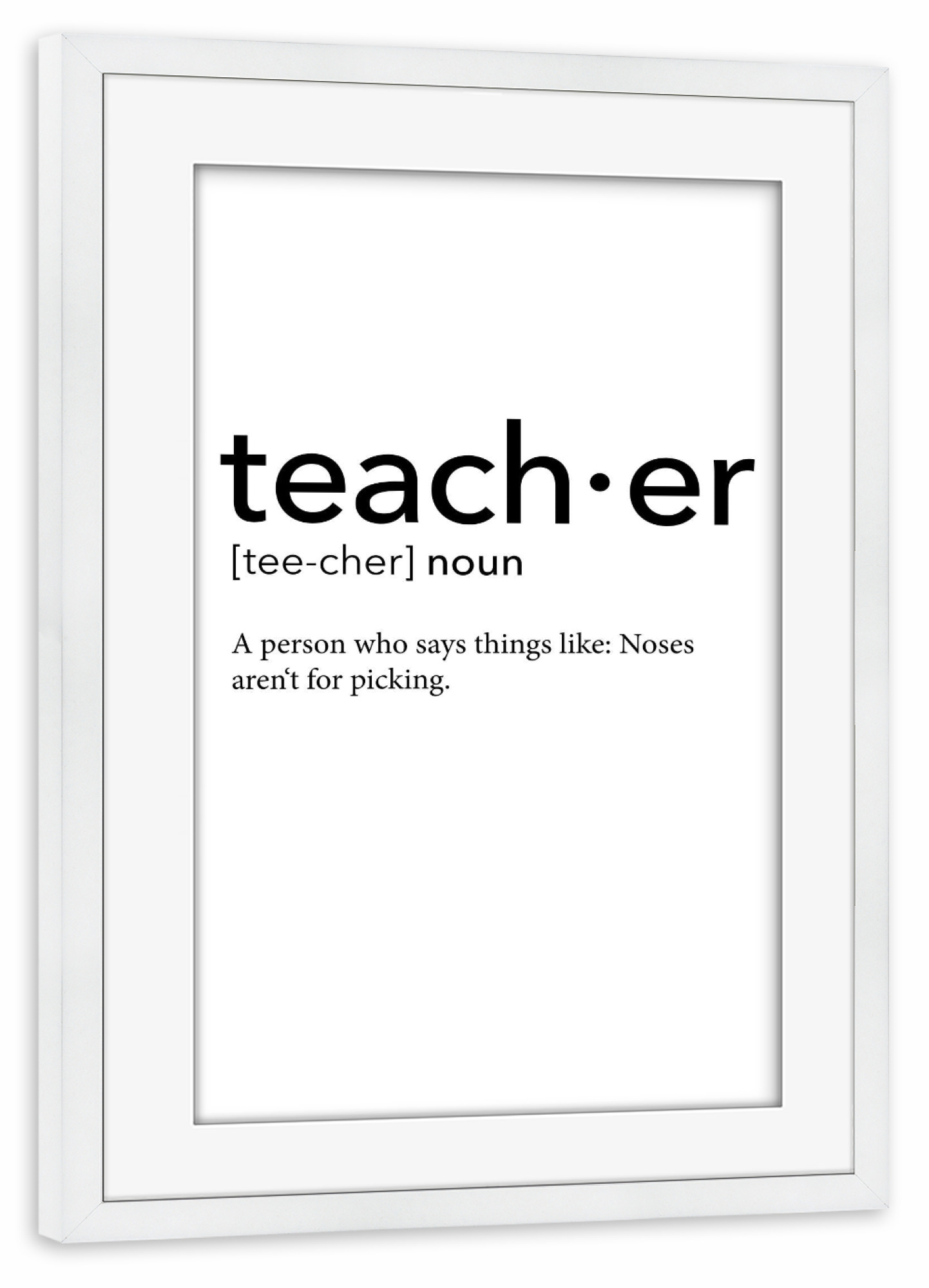 Poster mit Rahmen weiß "Teacher definition 35" artboxONE - Schwarzweiß,Lehrersprüche - Teacher,Definition