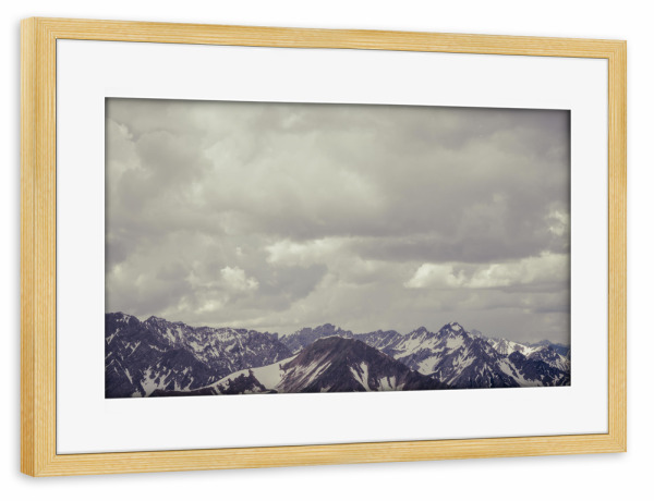 Poster mit Rahmen kiefer "Alpenerwachen" artboxONE - Natur,Reise - Berge,Schnee,Wolken