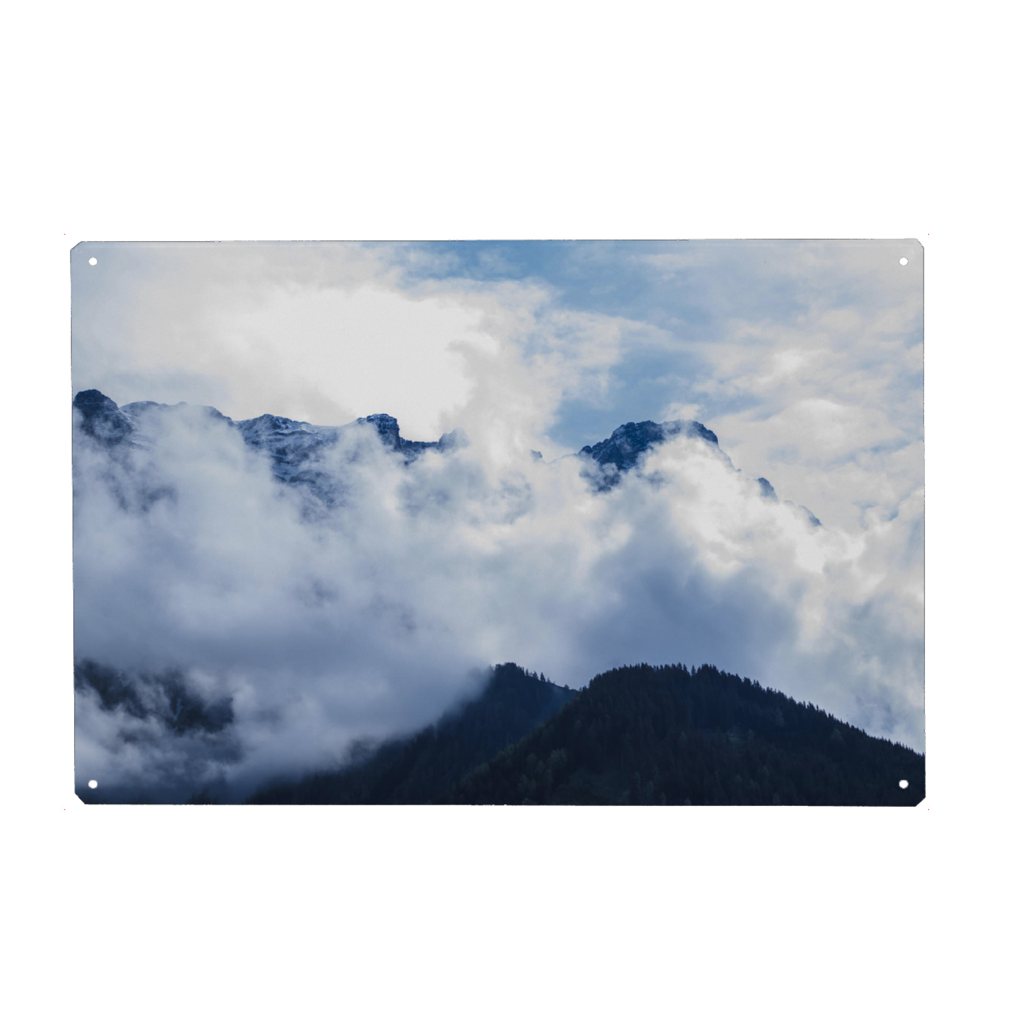 Metall Poster "Im Morgentau" artboxONE - Natur - Alpen,Berge,Wolken - Blechschild