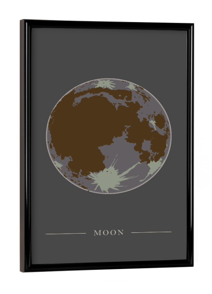 Poster mit schwarzem Rahmen "Full moon on dark background" artboxONE - Galaxy - Full moon,Universe,Moon