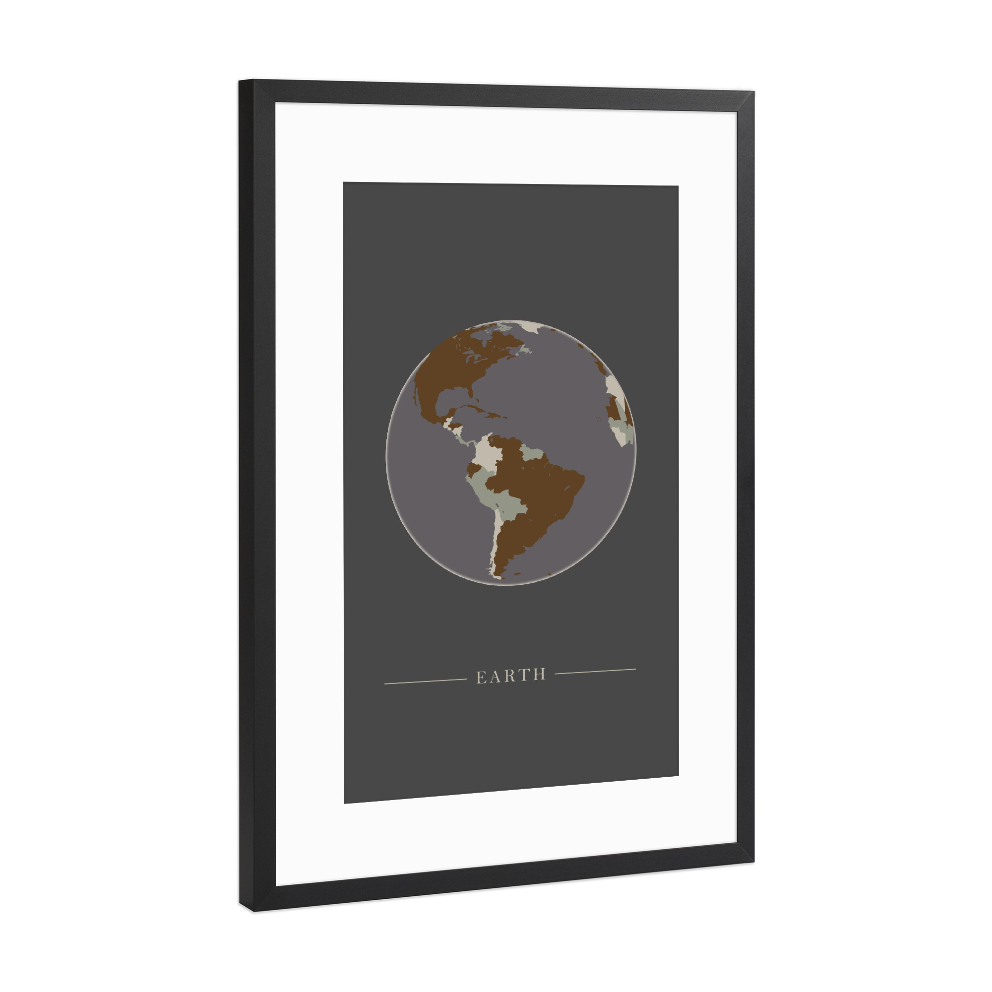 Poster mit Rahmen Schwarz (Metallic) "Earth globe on dark background" artboxONE - Kartografie - Earth