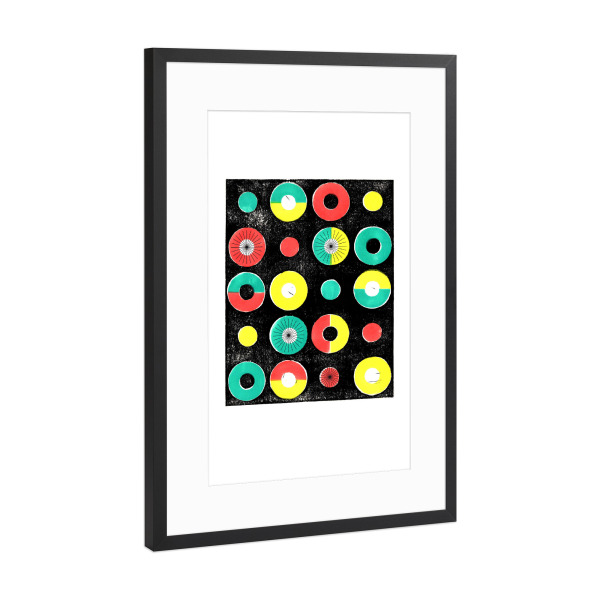 Poster mit Rahmen Schwarz (Metallic) "Ethno-Muster Kreise" artboxONE - Abstrakt - Geometrie,Ethno,Pattern,Dots