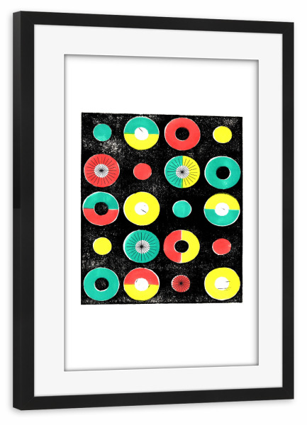 Poster mit Rahmen schwarz "Ethno-Muster Kreise" artboxONE - Abstrakt - Geometrie,Ethno,Pattern,Dots