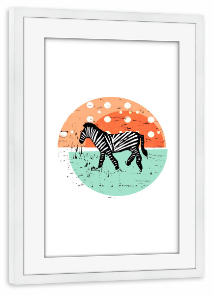 Poster mit Rahmen weiß "Zebra-Muster" artboxONE - Tiere - Afrika,Zebra,Muster