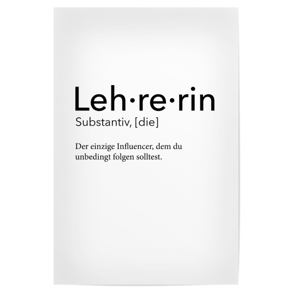 Poster "Lehrerin Definition - Typo" artboxONE - Schwarzweiß,Lehrersprüche - Lehrerin,Definition