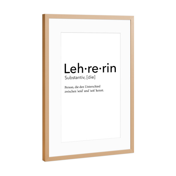 Poster mit Rahmen Kupfer "Lehrerin Definition 20" artboxONE - Schwarzweiß,Lehrersprüche - Lehrerin,Definition