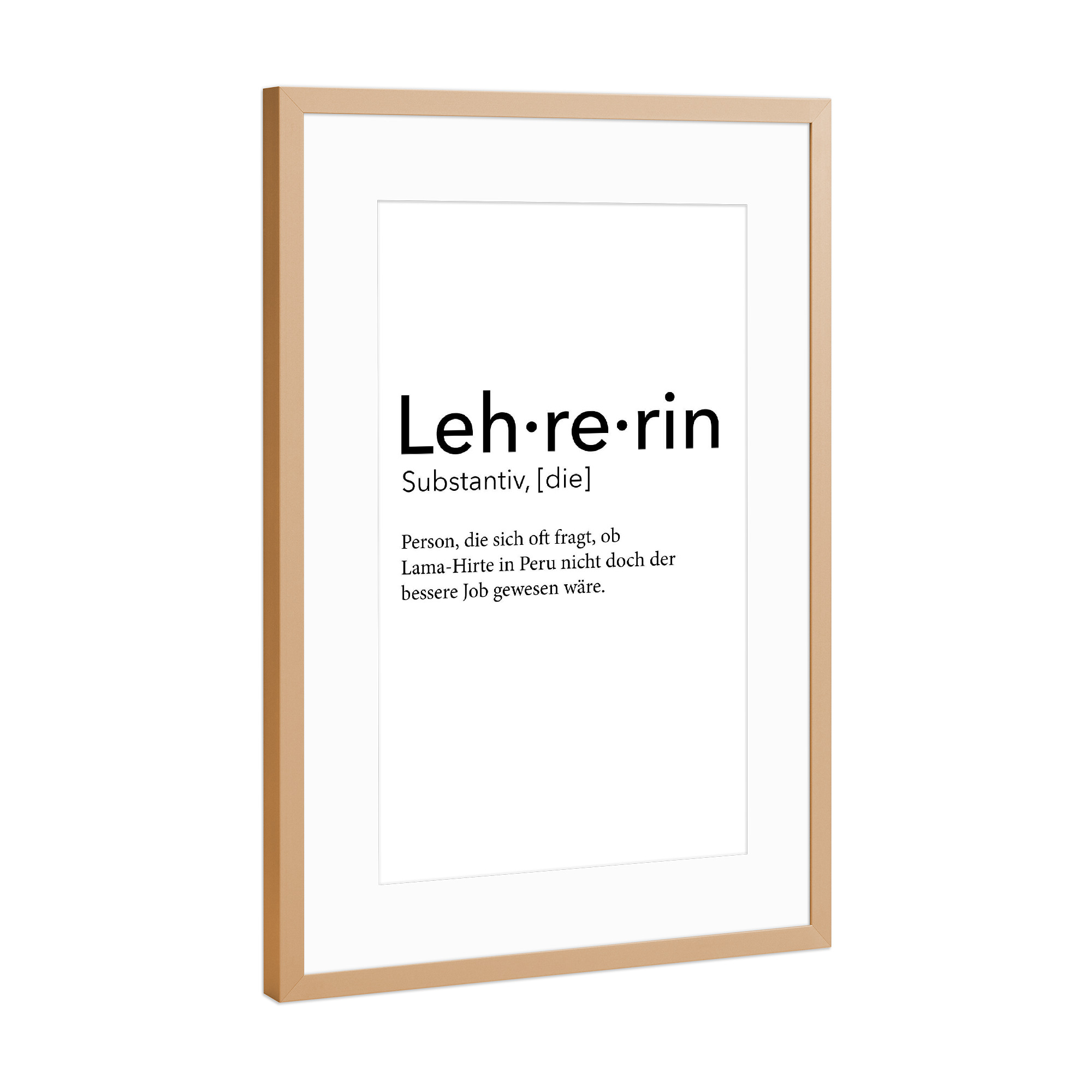 Poster mit Rahmen Kupfer "Lehrerin Definition 12" artboxONE - Schwarzweiß,Lehrersprüche - Lehrerin,Definition