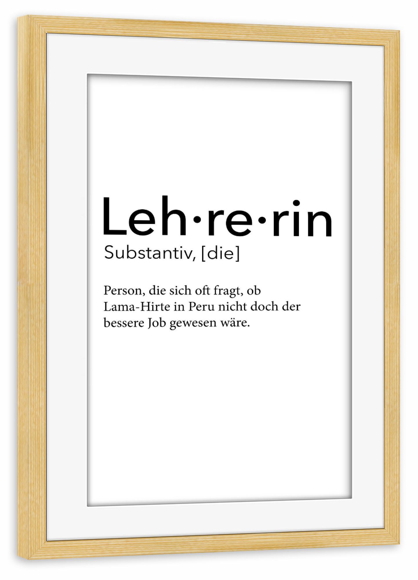 Poster mit Rahmen kiefer "Lehrerin Definition 12" artboxONE - Schwarzweiß,Lehrersprüche - Lehrerin,Definition