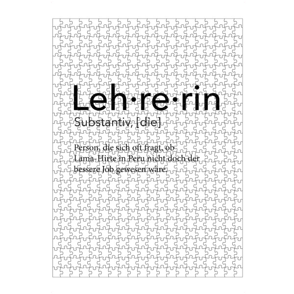 artboxONE Puzzle "Lehrerin Definition 12" artboxONE - Schwarzweiß,Lehrersprüche - Lehrerin,Definition - Bild Lehrerin