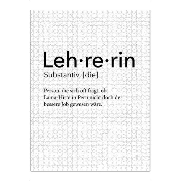 Puzzle Ravensburger "Lehrerin Definition 12" artboxONE - Schwarzweiß,Lehrersprüche - Lehrerin,Definition - Bild Lehrerin