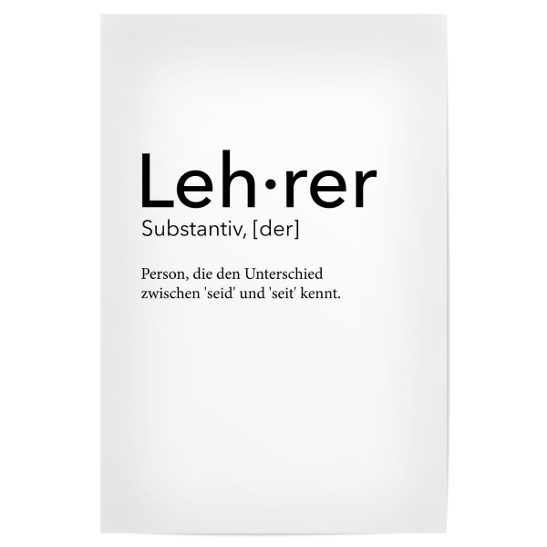 Poster 30x20 cm "Lehrer Definition 20" artboxONE - Schwarzweiß,Lehrersprüche - Lehrer,Definition
