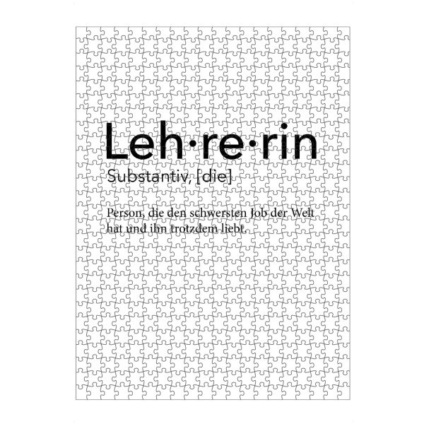 artboxONE Puzzle "Lehrerin Definition 60" artboxONE - Schwarzweiß,Lehrersprüche - Lehrerin,Definition - Bild Lehrerin