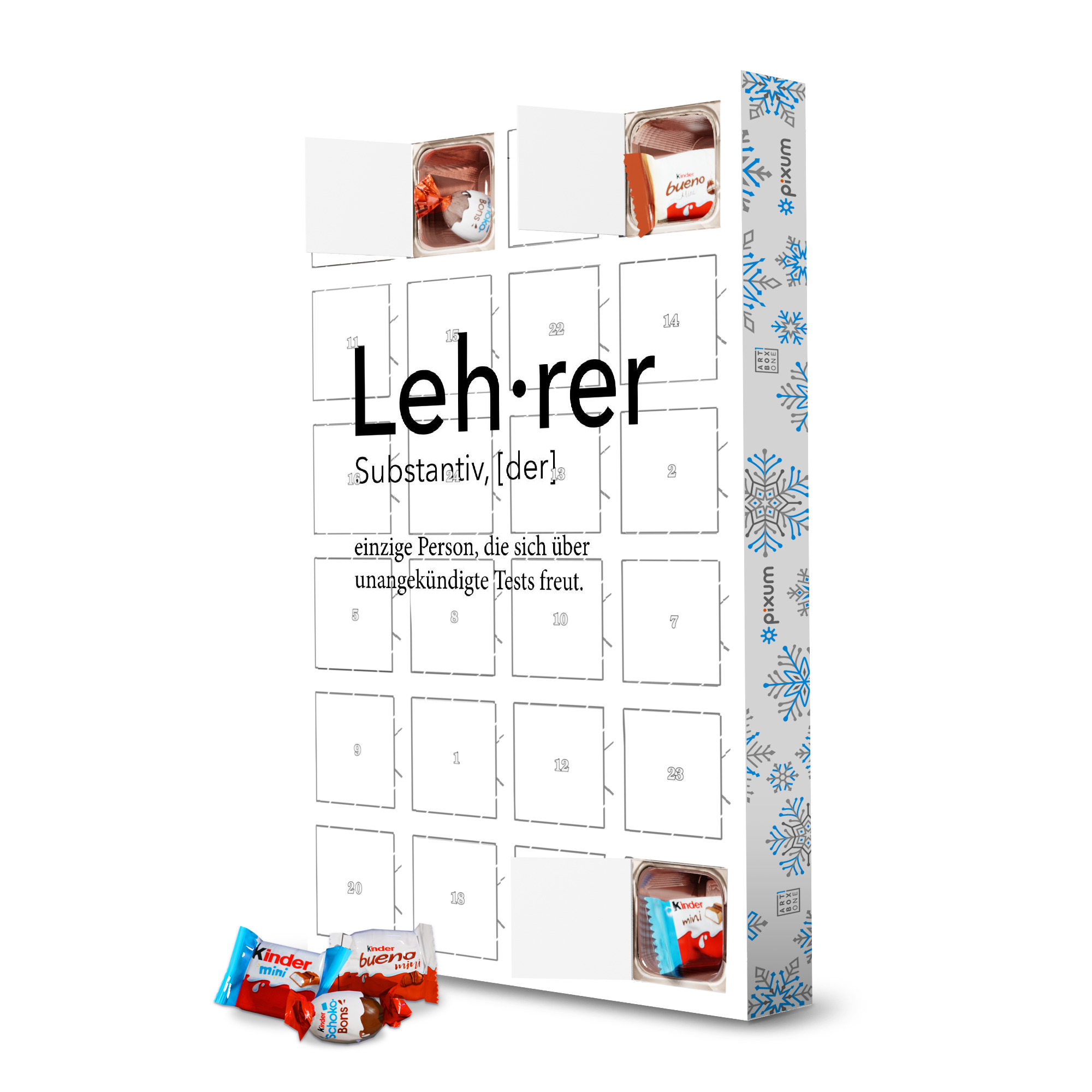 Adventskalender mit Produkten von Kinder Lehrer Definition 58 artboxONE Adventskalender Schwarzweiß