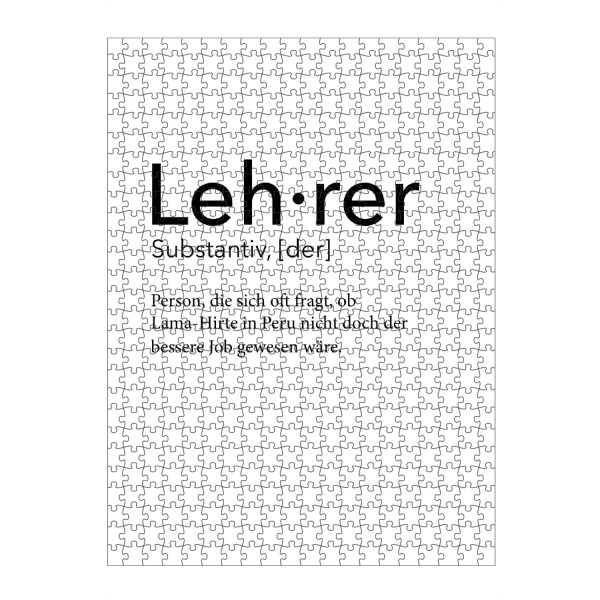 Puzzle Ravensburger "Lehrer - Definition" artboxONE - Schwarzweiß,Lehrersprüche - Lehrer,Definition,Typo,Typografie,Minimalistisch,Schwarzweiß