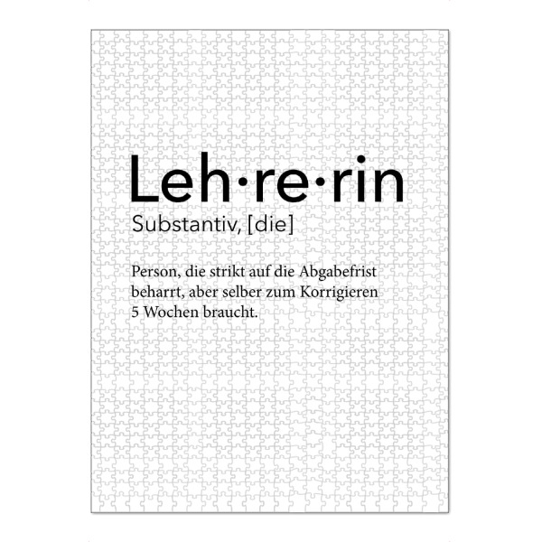 Puzzle Ravensburger "Lehrerin Definition 25" artboxONE - Schwarzweiß,Lehrersprüche - Lehrerin,Definition - Bild Lehrerin
