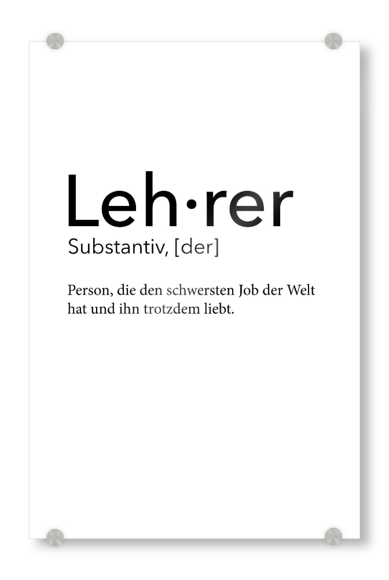 Acrylglasbild "Lehrer Definition 60" artboxONE - Schwarzweiß,Lehrersprüche - Lehrer,Definition