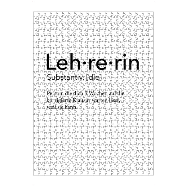 Puzzle Ravensburger "Lehrerin Definition 66" artboxONE - Schwarzweiß,Lehrersprüche - Lehrerin,Definition - Bild Lehrerin