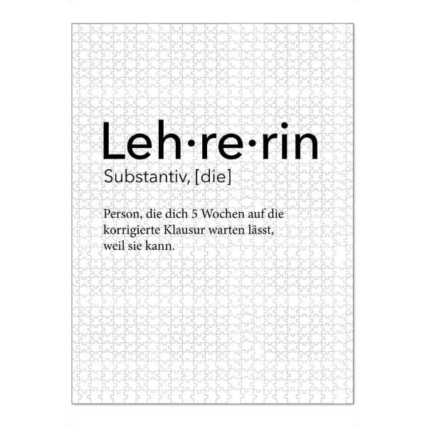 Puzzle Ravensburger "Lehrerin Definition 66" artboxONE - Schwarzweiß,Lehrersprüche - Lehrerin,Definition - Bild Lehrerin
