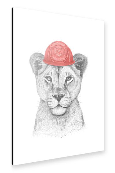 Alu-Dibond "Feuerwehr Löwin" 30x20 cm artboxONE