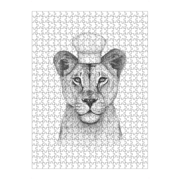 artboxONE Puzzle "Löwin Köchin" artboxONE - Tiere,Schwarzweiß - Löwin,Löwe,Koch,Köchin - Bild löwin