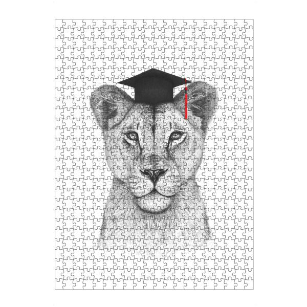 artboxONE Puzzle "Akademiker Löwin" artboxONE - Tiere,Schwarzweiß - Löwe,Löwin,Akademiker,Universität - Bild löwe