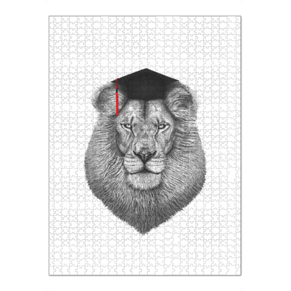 Puzzle Ravensburger "Akademiker Löwe" artboxONE - Tiere,Schwarzweiß - Löwe,Akademiker,Absolvent,Universität - Bild löwe