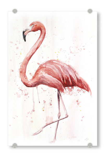 Acrylglasbild "Flamingo Aquarell" artboxONE - Tiere - Flamingo