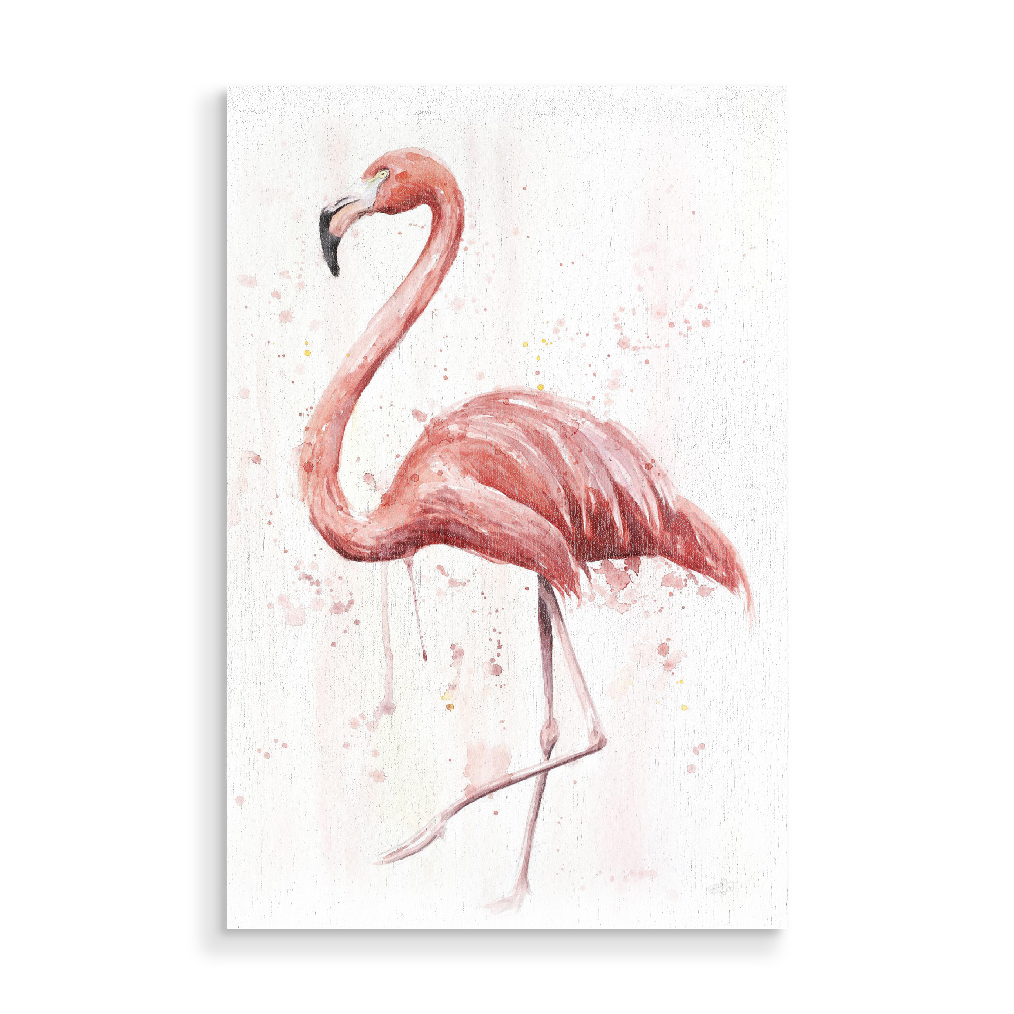 Holzbild "Flamingo Aquarell" artboxONE - Tiere - Flamingo