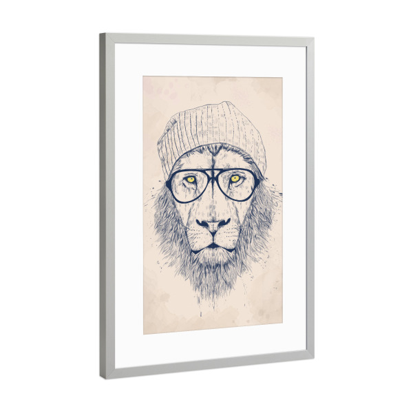 Poster mit Rahmen Silber "Cool lion" artboxONE - Tiere - Lion,Hipster