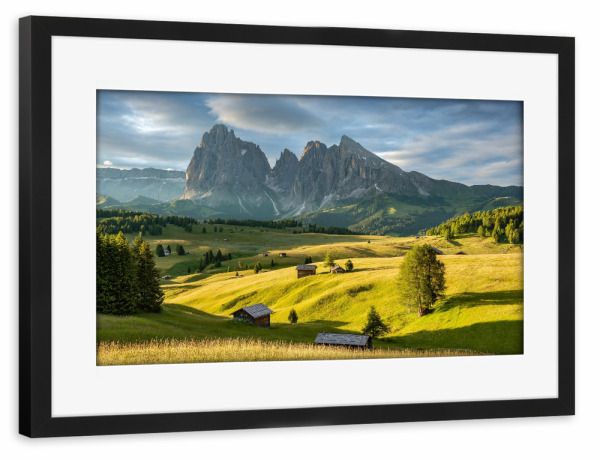 Poster mit Rahmen schwarz "Die Seiser Alm in Südtirol" artboxONE - Natur,Reise,Reise / Länder