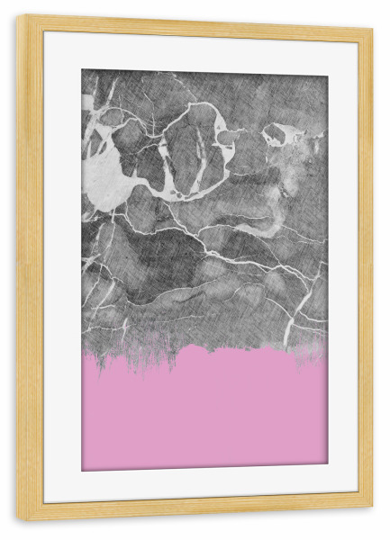Poster mit Rahmen kiefer "Crayon Marble with Pink" artboxONE - Marmor - Crayon,Marble