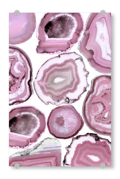 Acrylglasbild "Pink Agates Rhapsody" artboxONE - Abstrakt,Marmor - Pink,White,Agate,Mineral,Gemstine,Collage,Stone